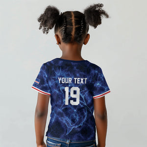 Custom World Football 2026 Cabo Verde Kid T shirt Go Blue Sharks Glory