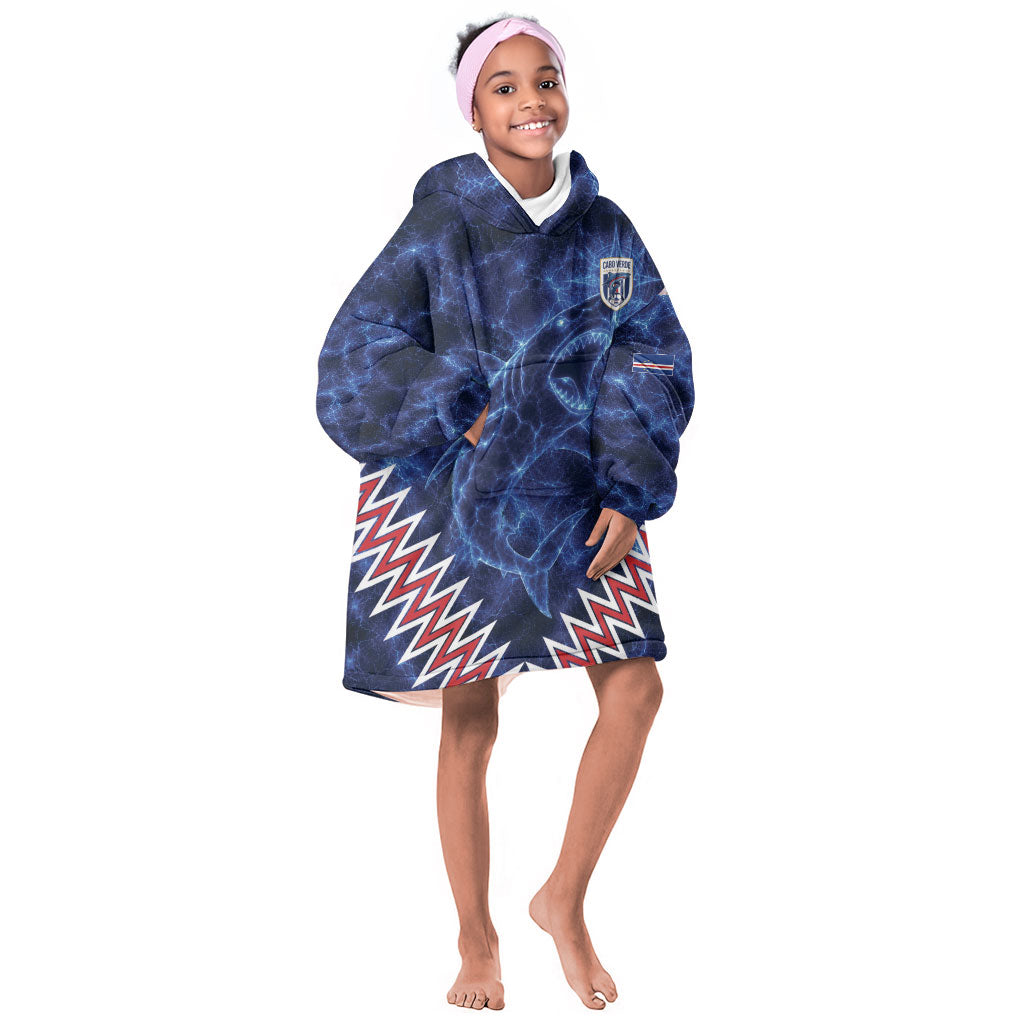 Custom World Football 2026 Cabo Verde Kid Wearable Blanket Hoodie Go Blue Sharks Glory