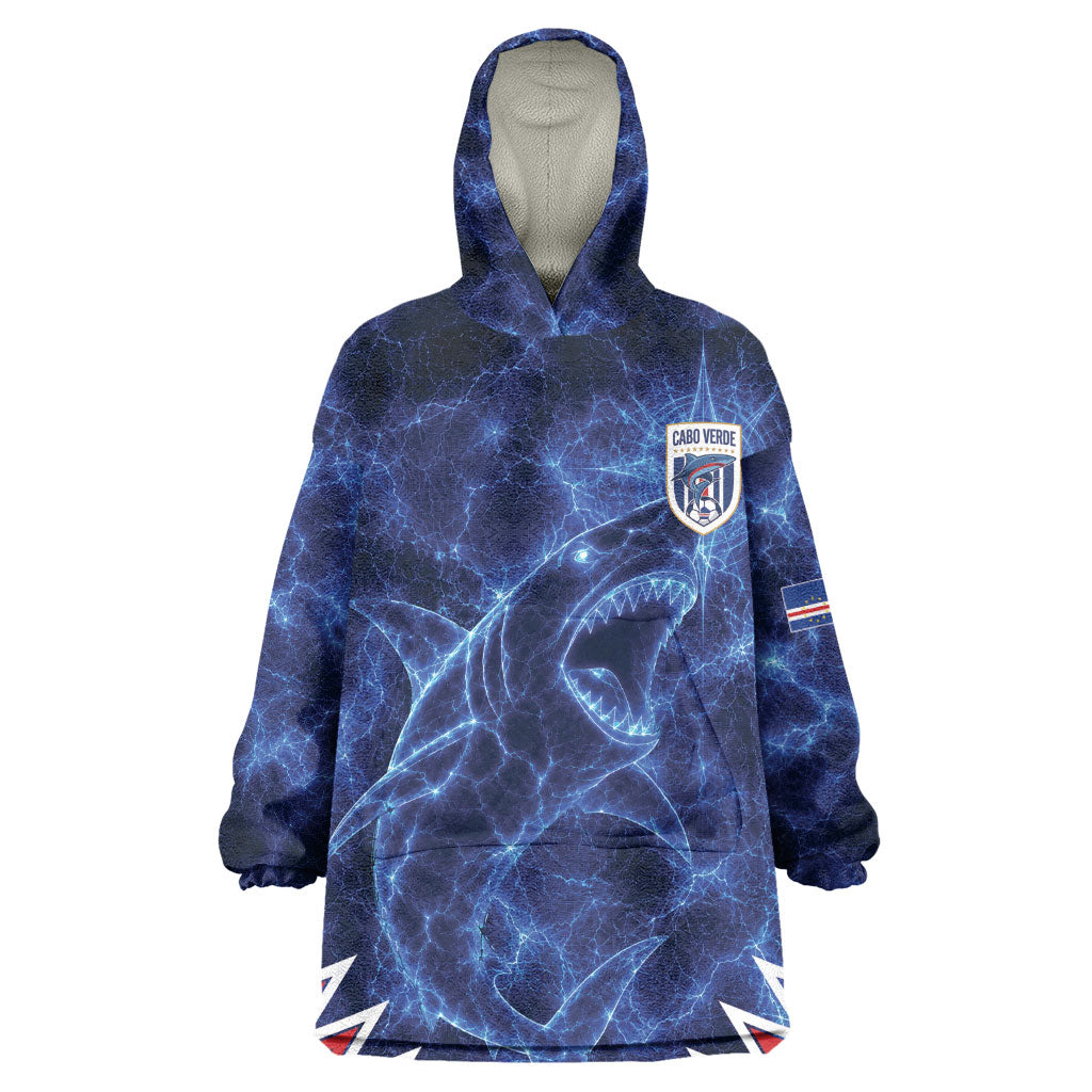 Custom World Football 2026 Cabo Verde Kid Wearable Blanket Hoodie Go Blue Sharks Glory
