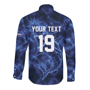 Custom World Football 2026 Cabo Verde Long Sleeve Button Shirt Go Blue Sharks Glory