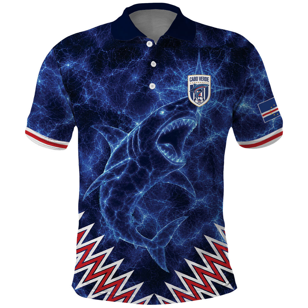 Custom World Football 2026 Cabo Verde Polo Shirt Go Blue Sharks Glory