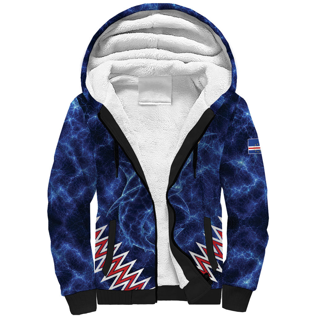 Custom World Football 2026 Cabo Verde Sherpa Hoodie Go Blue Sharks Glory