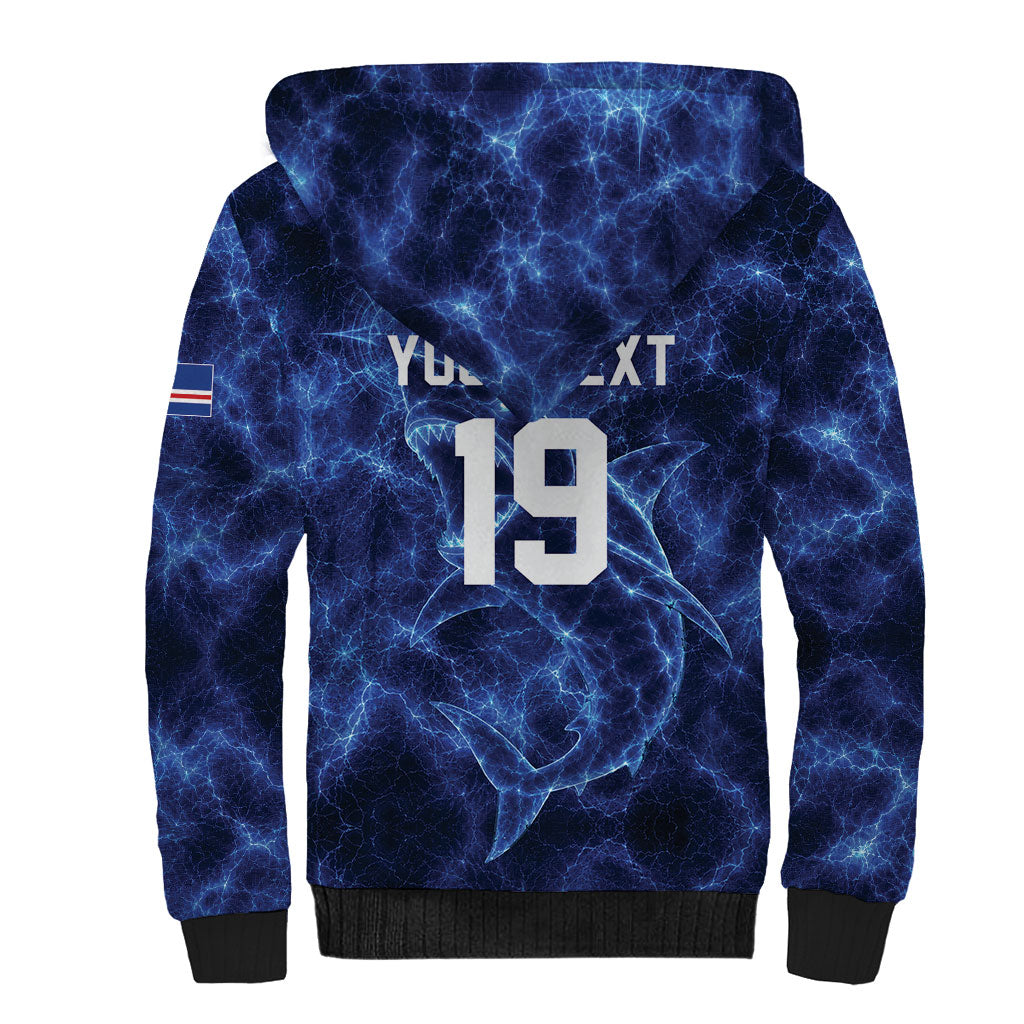 Custom World Football 2026 Cabo Verde Sherpa Hoodie Go Blue Sharks Glory