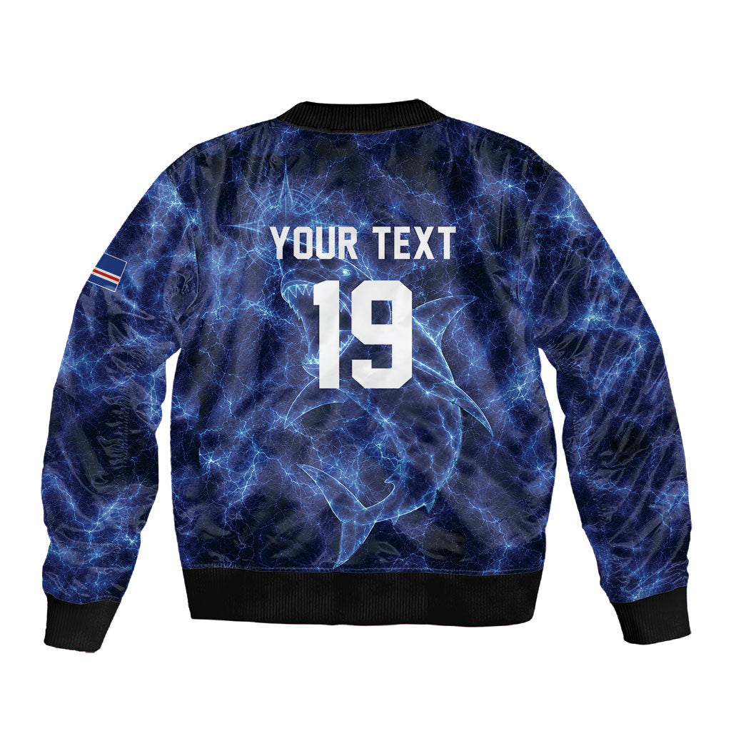 Custom World Football 2026 Cabo Verde Sleeve Zip Bomber Jacket Go Blue Sharks Glory