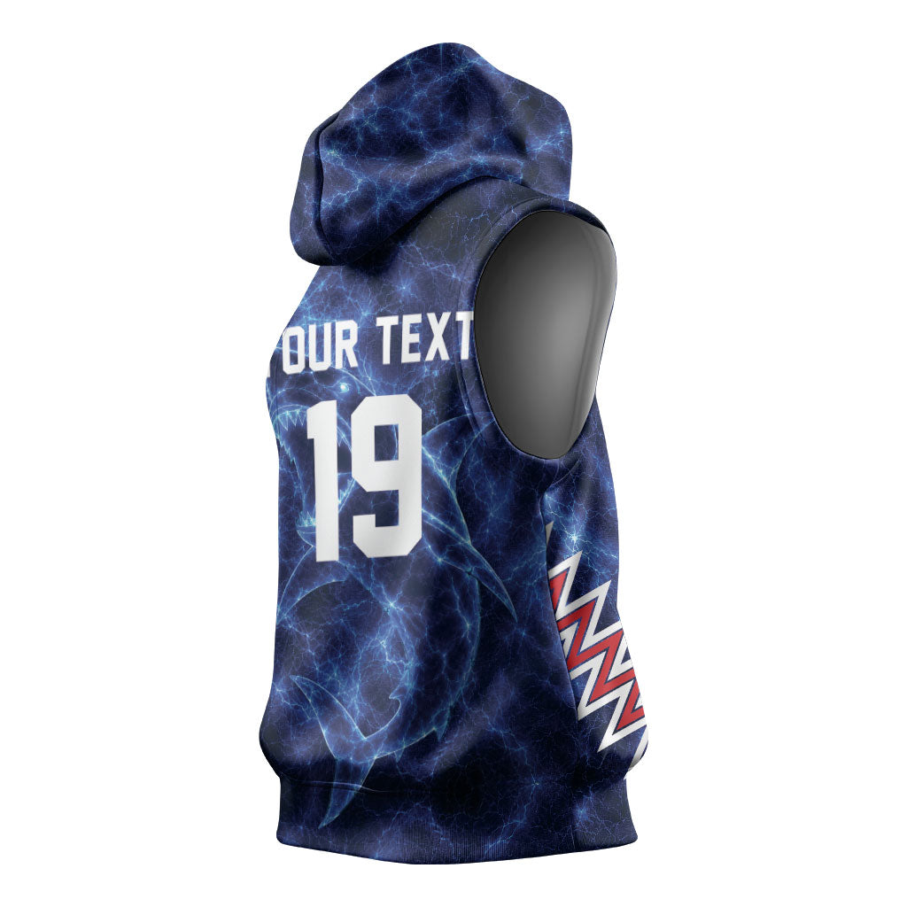 Custom World Football 2026 Cabo Verde Sleeveless Hoodie Go Blue Sharks Glory