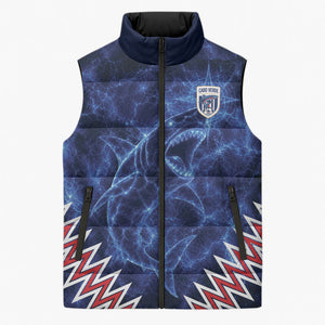 Custom World Football 2026 Cabo Verde Sleeveless Puffer Jacket Go Blue Sharks Glory