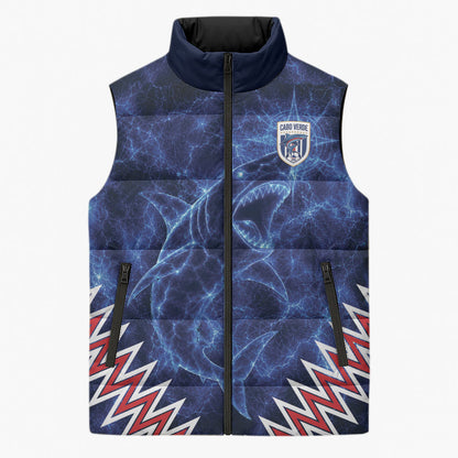 Custom World Football 2026 Cabo Verde Sleeveless Puffer Jacket Go Blue Sharks Glory