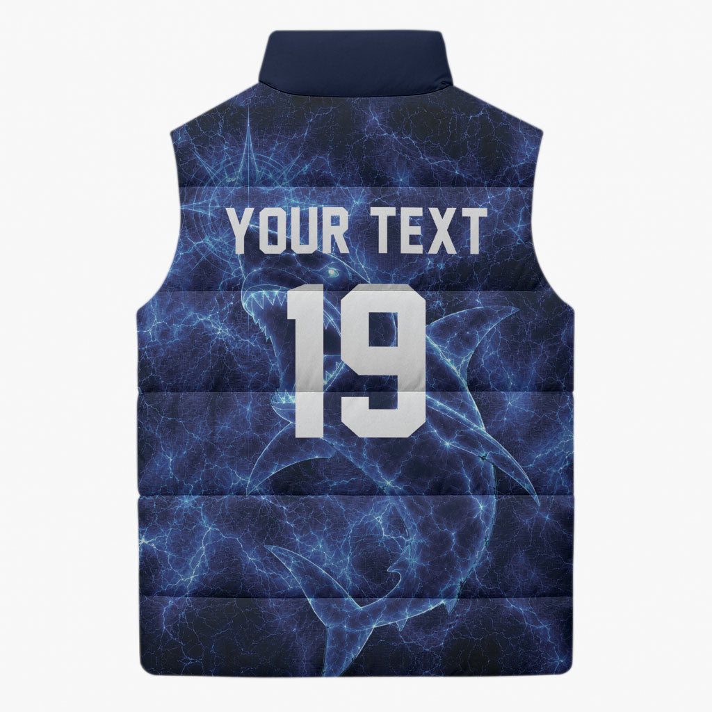 Custom World Football 2026 Cabo Verde Sleeveless Puffer Jacket Go Blue Sharks Glory