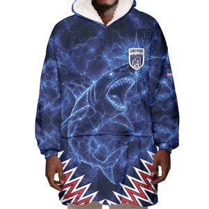 Custom World Football 2026 Cabo Verde Wearable Blanket Hoodie Go Blue Sharks Glory