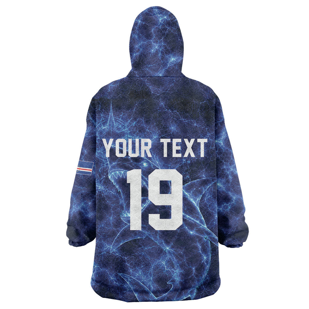 Custom World Football 2026 Cabo Verde Wearable Blanket Hoodie Go Blue Sharks Glory