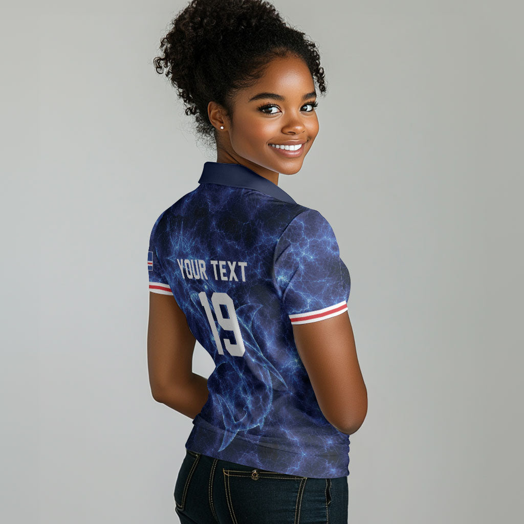 Custom World Football 2026 Cabo Verde Women Polo Shirt Go Blue Sharks Glory