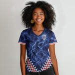 Custom World Football 2026 Cabo Verde Women V-Neck T-Shirt Go Blue Sharks Glory