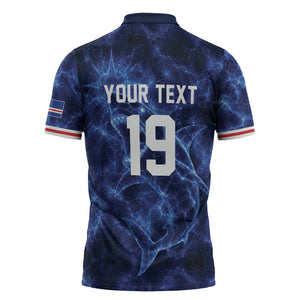 Custom World Football 2026 Cabo Verde Zipper Polo Shirt Go Blue Sharks Glory