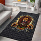 Black Jamaicans Rasta Lion Area Rug Reggae Lion Breaking Wall Design - African Pride