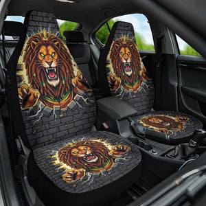 Black Jamaicans Rasta Lion Car Seat Cover Reggae Lion Breaking Wall Design - African Pride