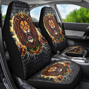 Black Jamaicans Rasta Lion Car Seat Cover Reggae Lion Breaking Wall Design - African Pride