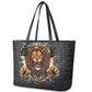 Black Jamaicans Rasta Lion Leather Tote Bag Reggae Lion Breaking Wall Design - African Pride