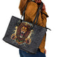 Black Jamaicans Rasta Lion Leather Tote Bag Reggae Lion Breaking Wall Design - African Pride