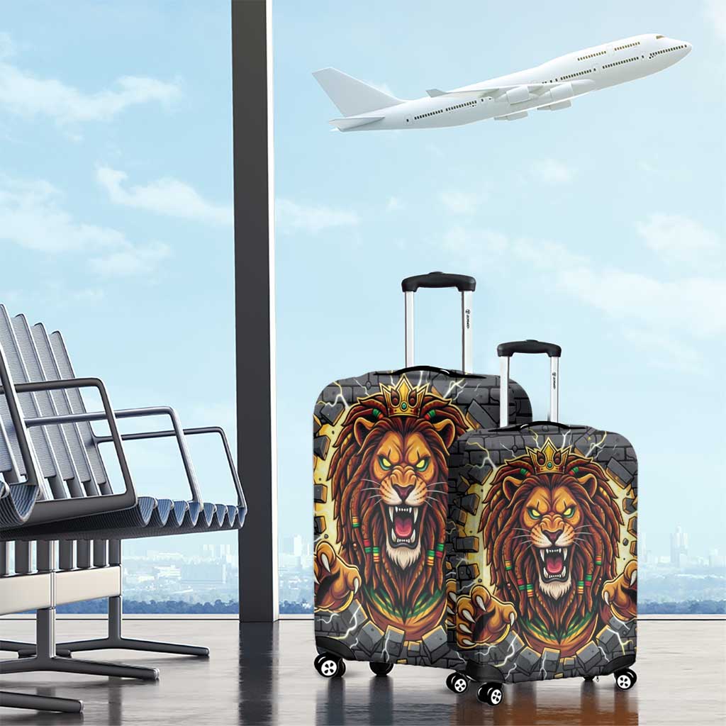 Black Jamaicans Rasta Lion Luggage Cover Reggae Lion Breaking Wall Design - African Pride