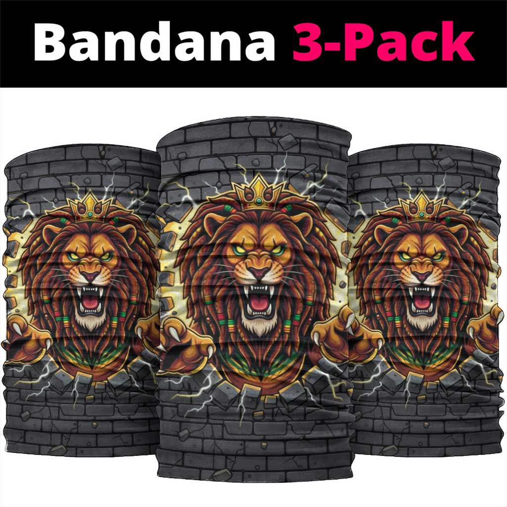 Black Jamaicans Rasta Lion Neck Gaiter Reggae Lion Breaking Wall Design - African Pride