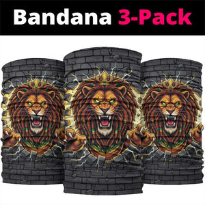 Black Jamaicans Rasta Lion Neck Gaiter Reggae Lion Breaking Wall Design - African Pride