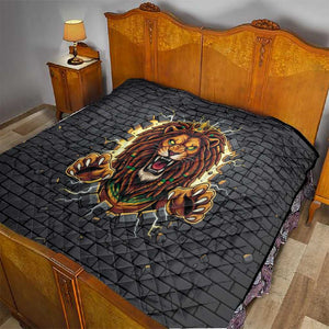 Black Jamaicans Rasta Lion Quilt Reggae Lion Breaking Wall Design - African Pride
