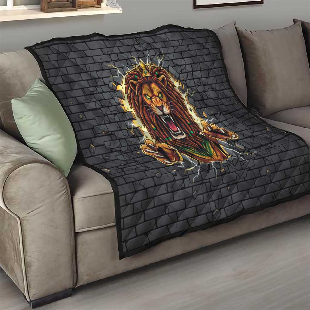 Black Jamaicans Rasta Lion Quilt Reggae Lion Breaking Wall Design - African Pride