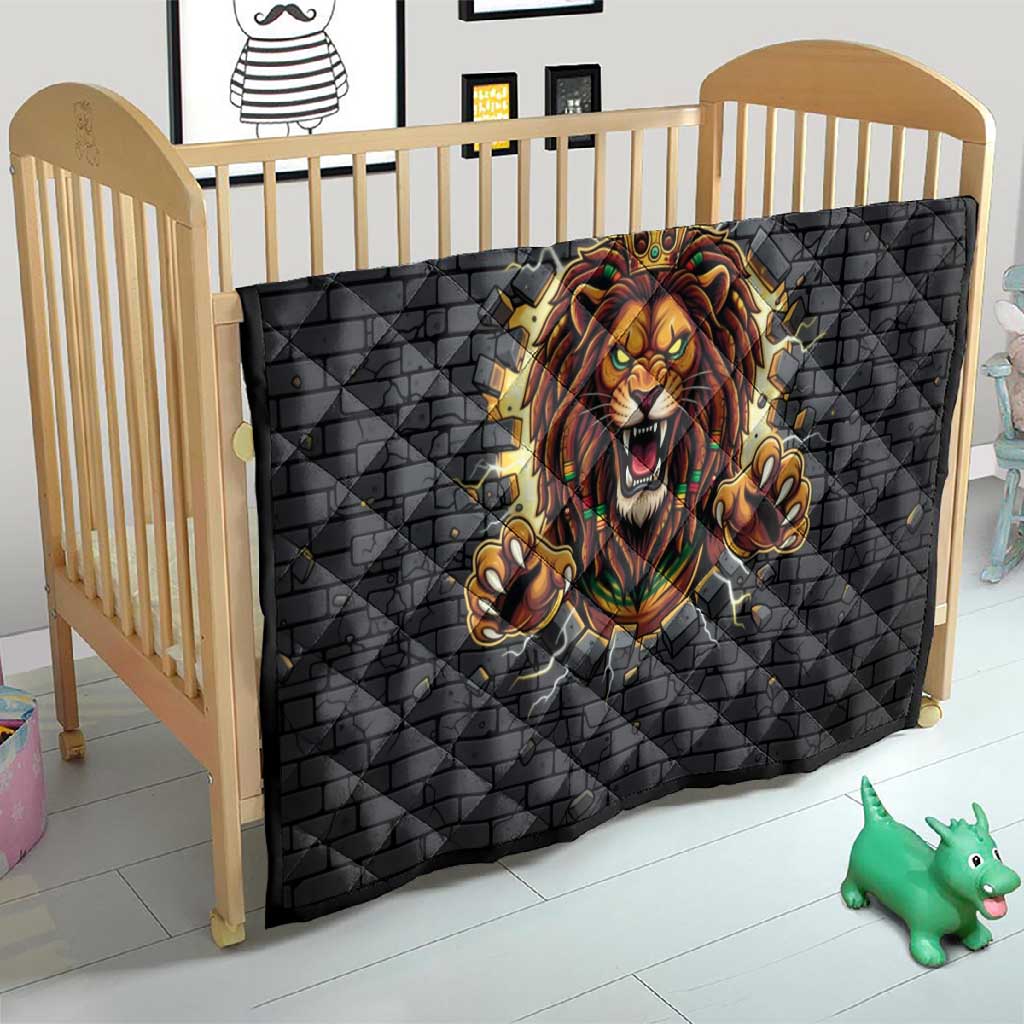 Black Jamaicans Rasta Lion Quilt Reggae Lion Breaking Wall Design - African Pride