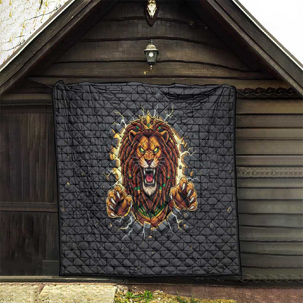 Black Jamaicans Rasta Lion Quilt Reggae Lion Breaking Wall Design - African Pride