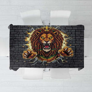 Black Jamaicans Rasta Lion Tablecloth Reggae Lion Breaking Wall Design - African Pride