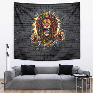 Black Jamaicans Rasta Lion Tapestry Reggae Lion Breaking Wall Design - African Pride