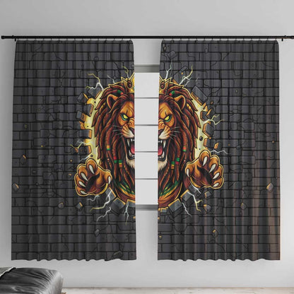 Black Jamaicans Rasta Lion Window Curtain Reggae Lion Breaking Wall Design - African Pride