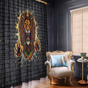 Black Jamaicans Rasta Lion Window Curtain Reggae Lion Breaking Wall Design - African Pride