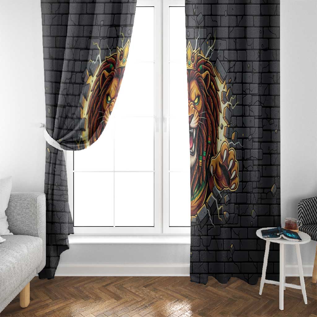 Black Jamaicans Rasta Lion Window Curtain Reggae Lion Breaking Wall Design - African Pride