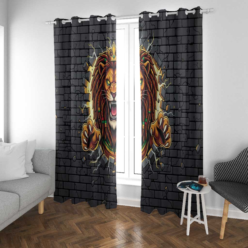 Black Jamaicans Rasta Lion Window Curtain Reggae Lion Breaking Wall Design - African Pride