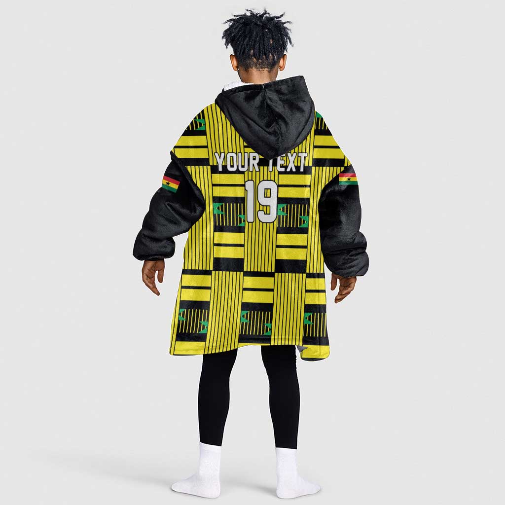 Custom World Football 2026 Ghana Kid Wearable Blanket Hoodie Rise With The Black Stars