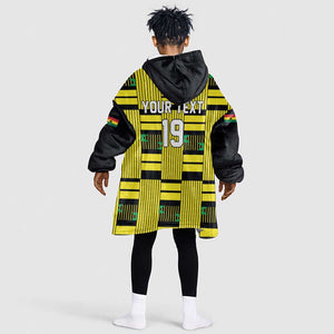 Custom World Football 2026 Ghana Kid Wearable Blanket Hoodie Rise With The Black Stars