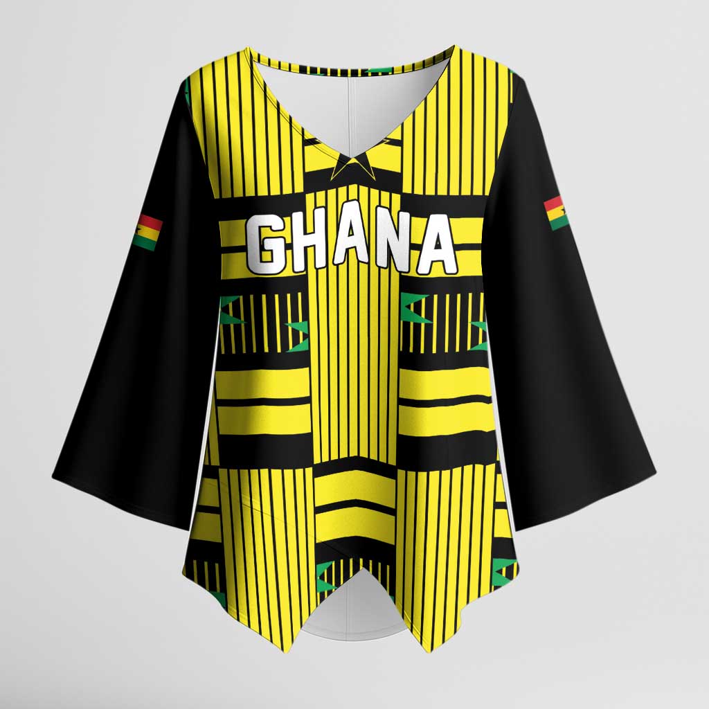 Custom World Football 2026 Ghana Kimono Sleeve Blouse Rise With The Black Stars