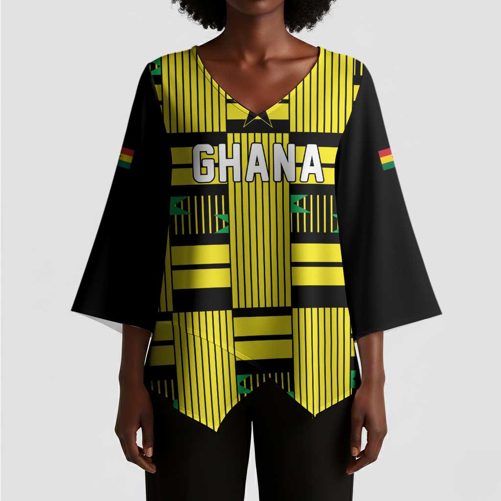 Custom World Football 2026 Ghana Kimono Sleeve Blouse Rise With The Black Stars