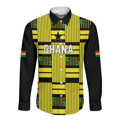Custom World Football 2026 Ghana Long Sleeve Button Shirt Rise With The Black Stars