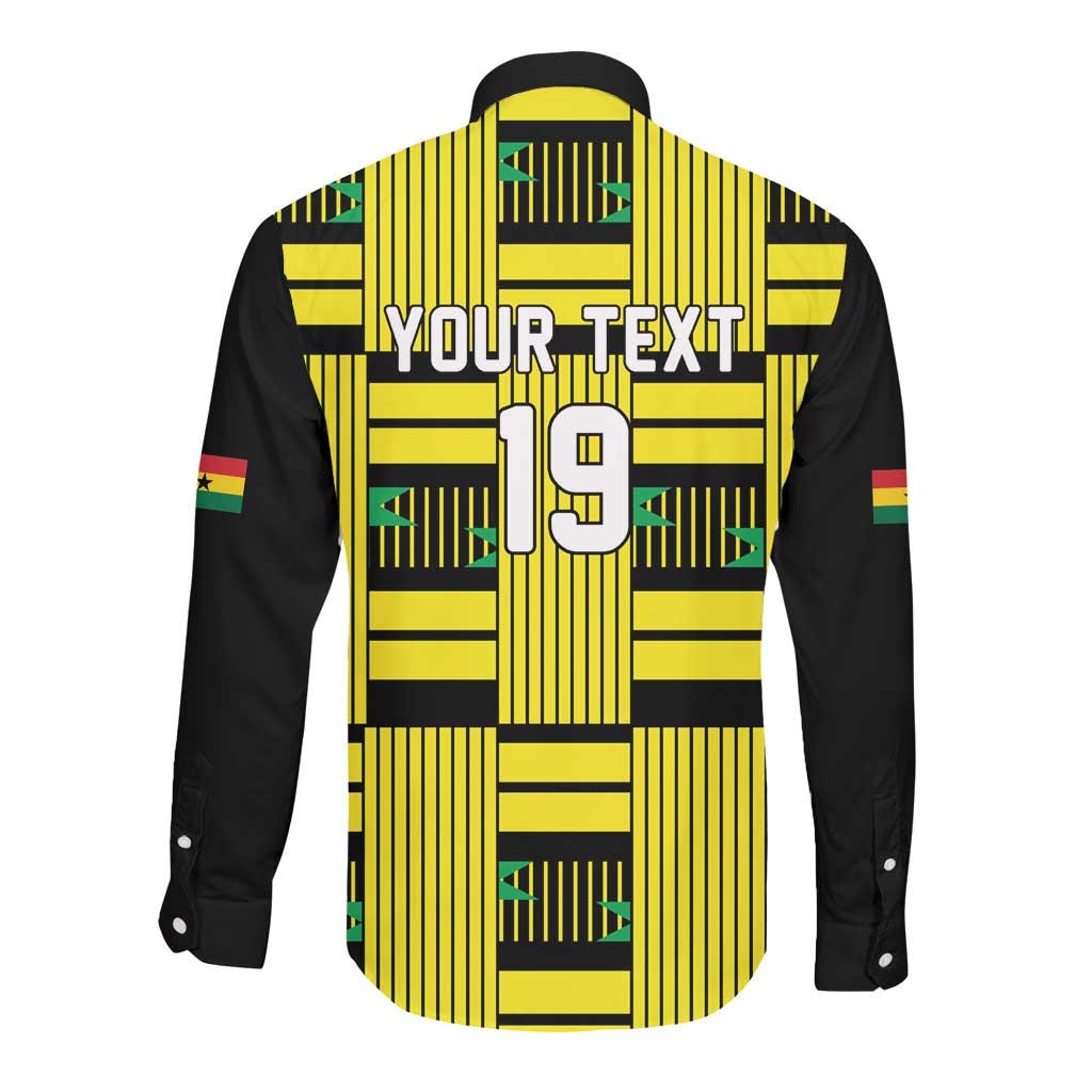 Custom World Football 2026 Ghana Long Sleeve Button Shirt Rise With The Black Stars