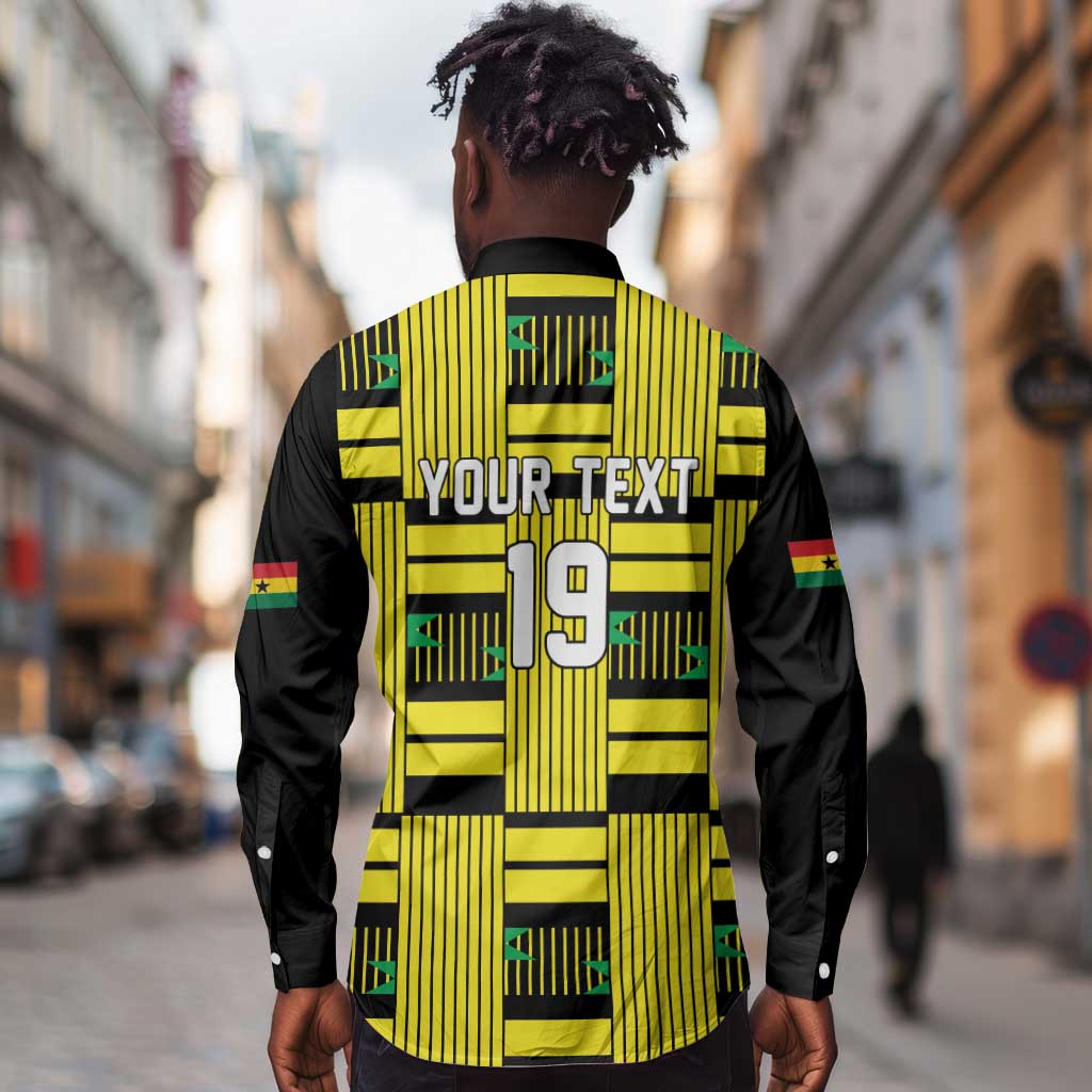 Custom World Football 2026 Ghana Long Sleeve Button Shirt Rise With The Black Stars