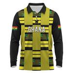 Custom World Football 2026 Ghana Long Sleeve Polo Shirt Rise With The Black Stars
