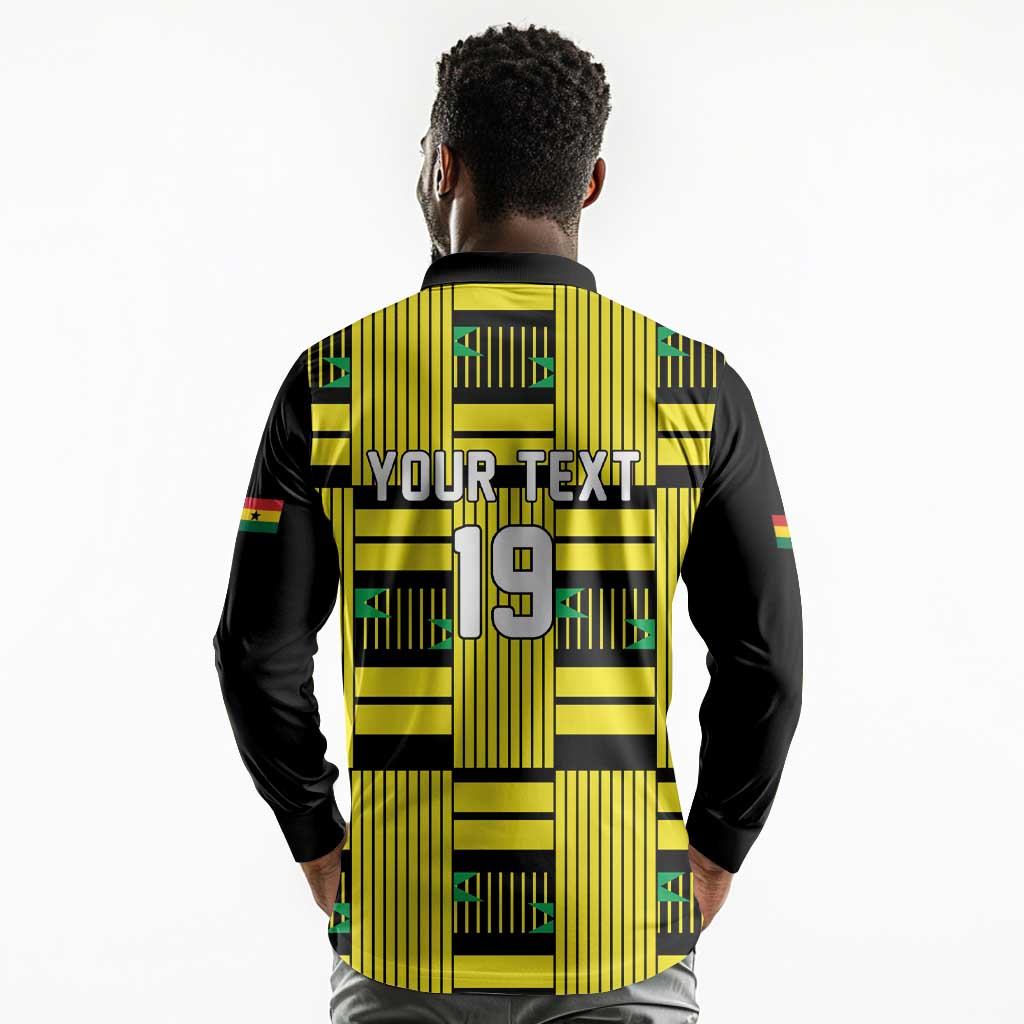 Custom World Football 2026 Ghana Long Sleeve Polo Shirt Rise With The Black Stars