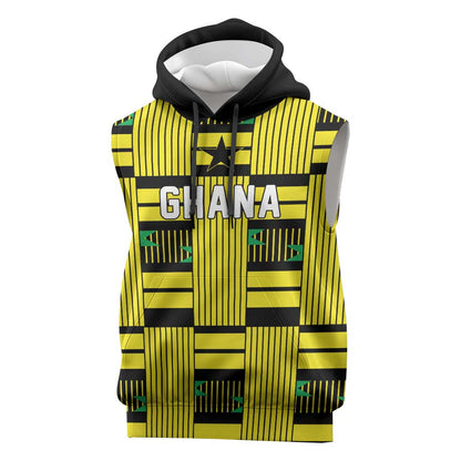 Custom World Football 2026 Ghana Sleeveless Hoodie Rise With The Black Stars