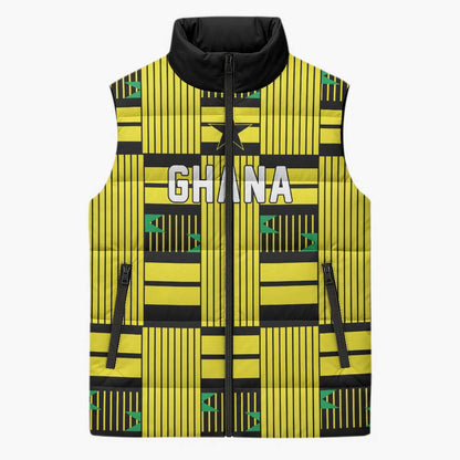 Custom World Football 2026 Ghana Sleeveless Puffer Jacket Rise With The Black Stars