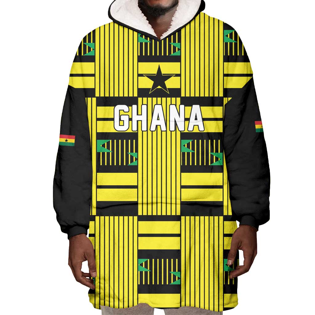 Custom World Football 2026 Ghana Wearable Blanket Hoodie Rise With The Black Stars