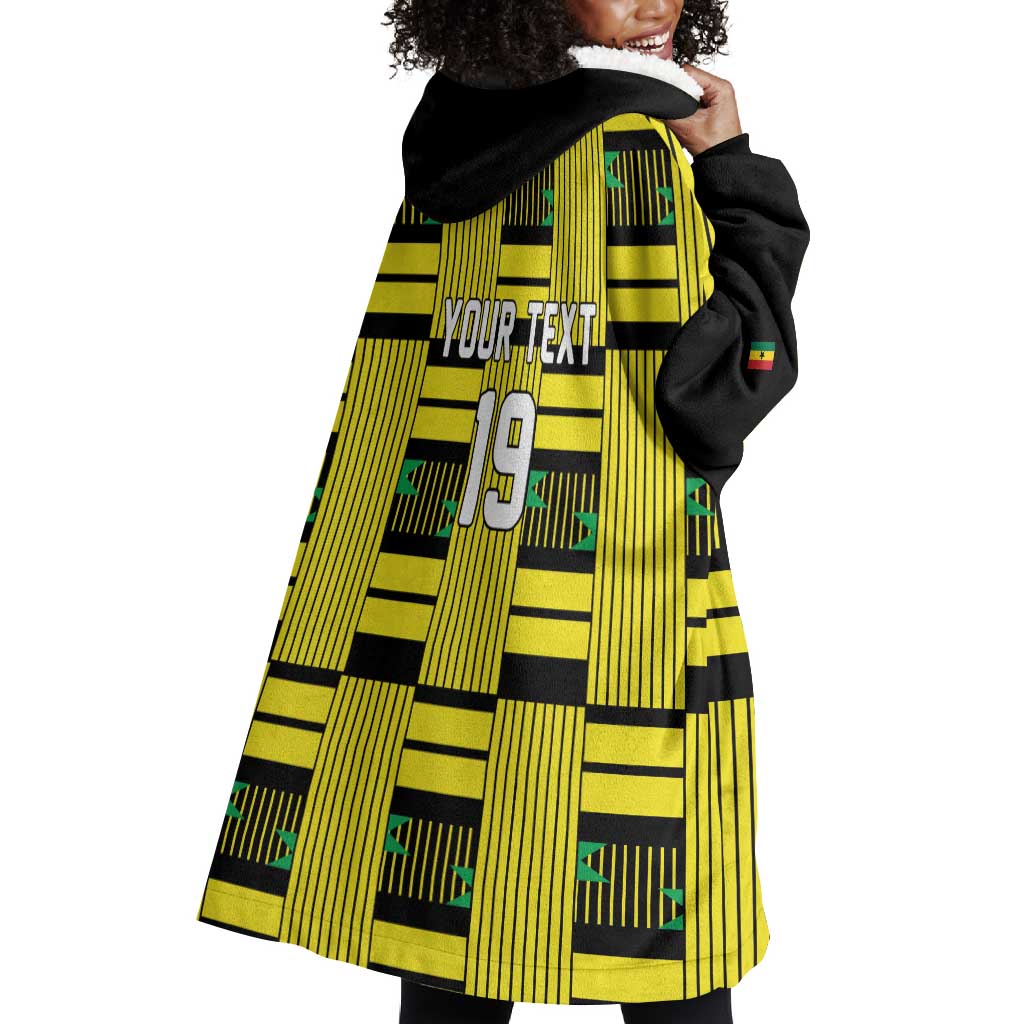 Custom World Football 2026 Ghana Wearable Blanket Hoodie Rise With The Black Stars