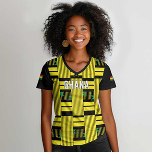 Custom World Football 2026 Ghana Women V-Neck T-Shirt Rise With The Black Stars