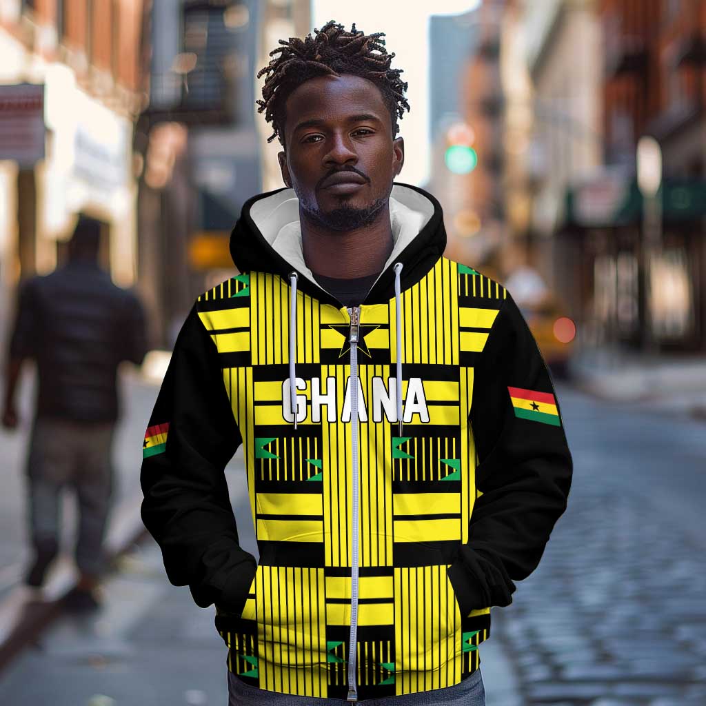 Custom World Football 2026 Ghana Zip Hoodie Rise With The Black Stars